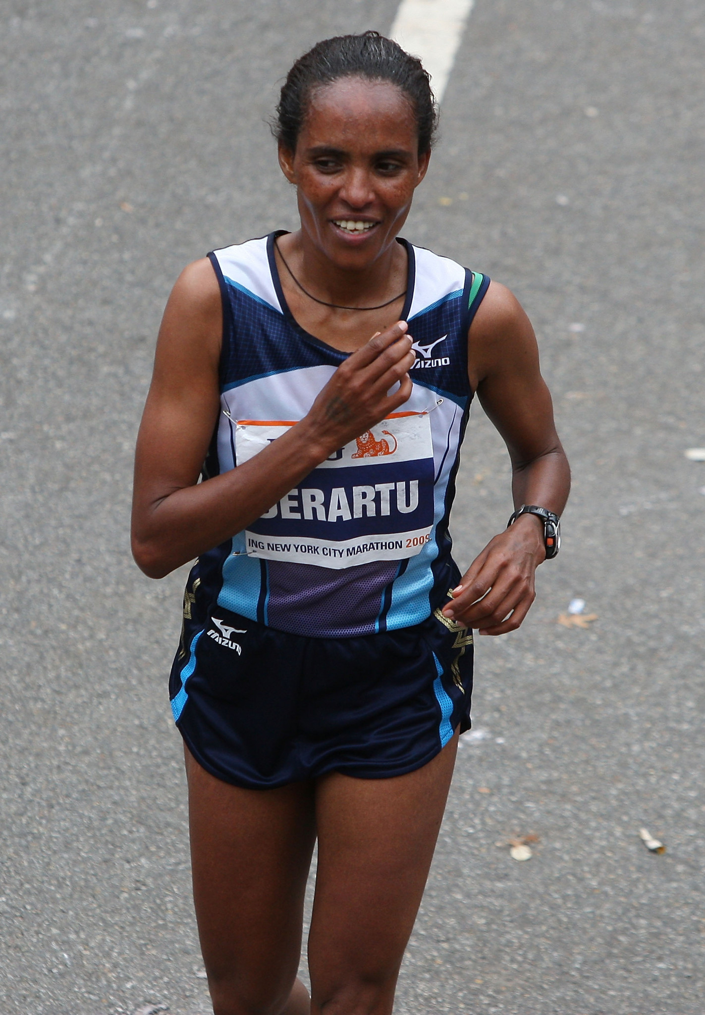 Double Olympic 10,000m champion Derartu Tulu, pictured winning the women's title at the 2009 New York City marathon, will take over the Presidency of the Ethiopian Athletics Federation following Haile Gebrselassie's resignation ©Getty Images  