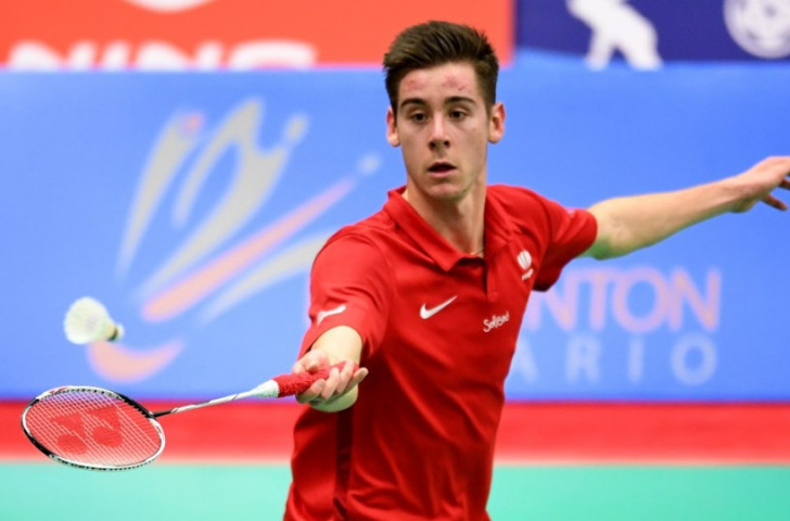 France’s Arnaud Merkle earned a close second round win over Japan’s Taiki Kato at the BWF World Junior Championships in Markham in Canada ©BWF