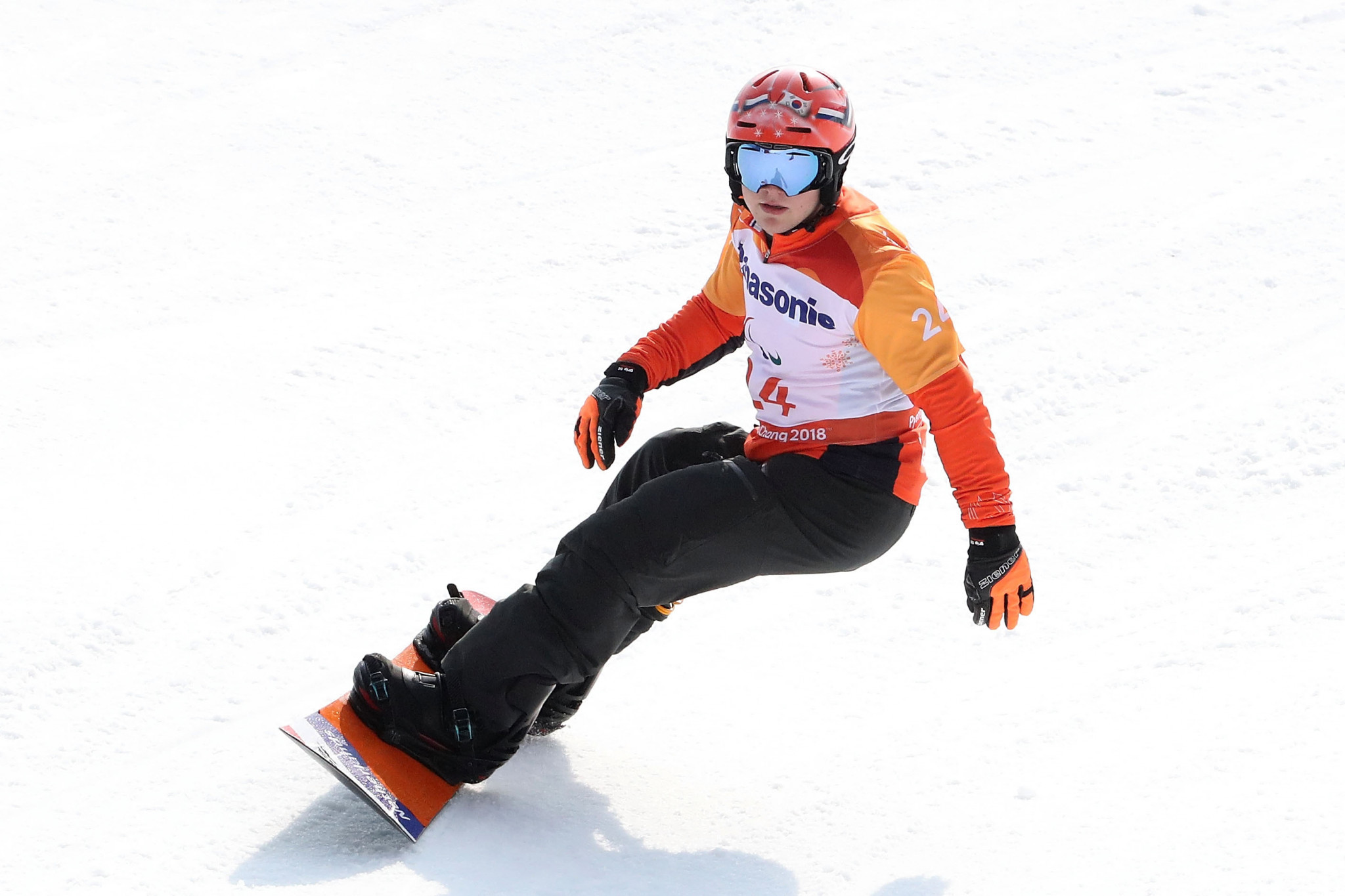 The Netherlands Chris Vos won a silver medal at Pyeongchang 2018 in snowboard cross bu triumphed at the World Para Snowboard World Cup before a home crowd in Landgraaf today ©Getty Images