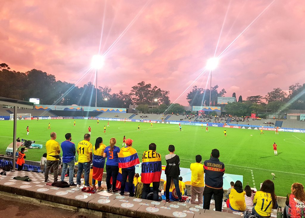 Spectators watch Colombia draw with Spain at the  Estadio Charrúa in Montevideo ©FIFAWWC