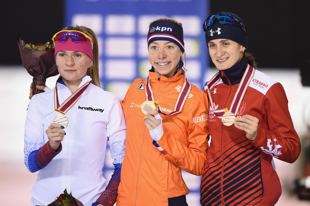 Esme Visser of The Netherlands won her country's first gold medal at the ISU Speed Skating World Cup in the women's 3,000 metres ©ISU