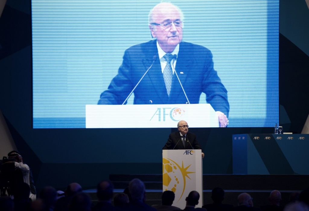Sepp Blatter appeared confident when addressing the AFC Congress yesterday in a region where support has been strong, thanks to the likes of Sheikh Ahmad ©AFP/Getty Images