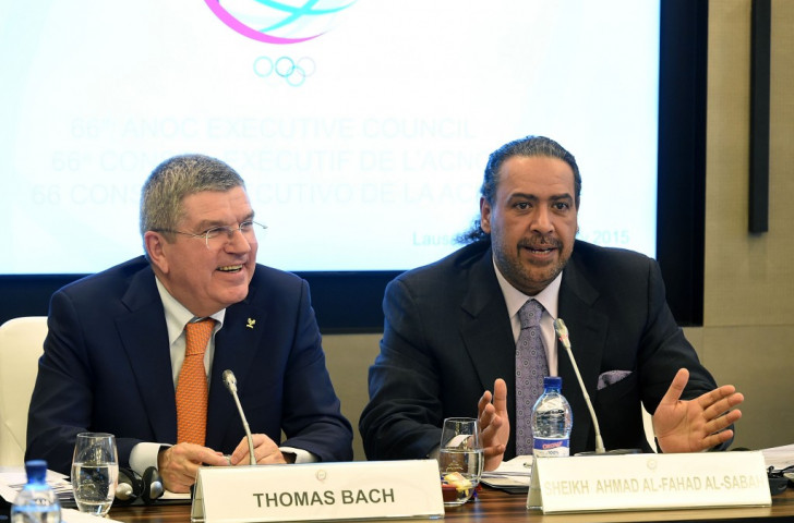 Sheikh Ahmad (right) will continue to lead the Olympic Solidarity Commission while sitting on the Olympic TV Channel Panel ©Getty Images