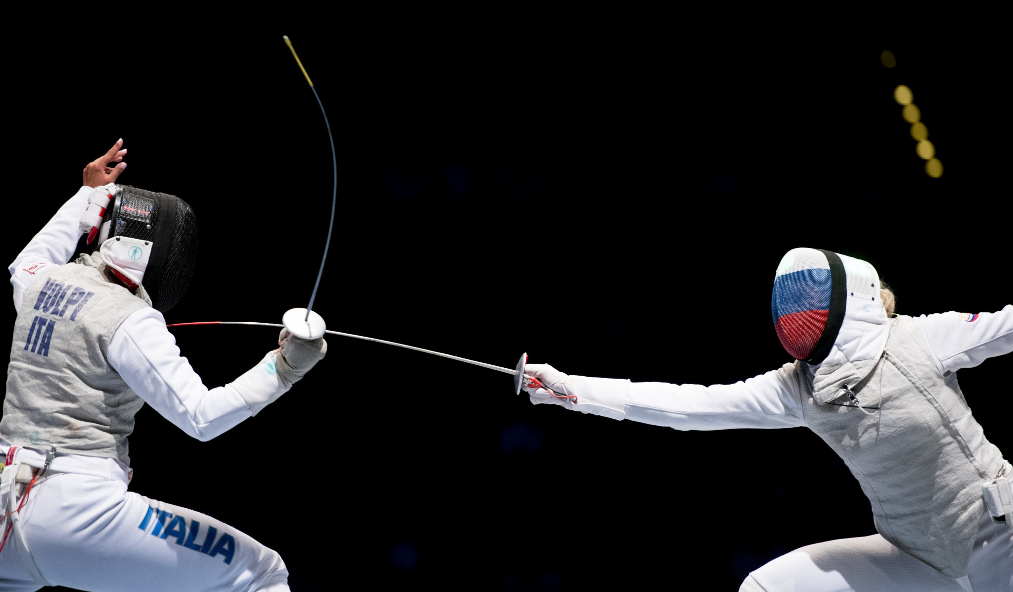 Russia's Inna Deriglazova, right, is into the round of 32 at the FIE World Cup in Algiers ©Getty Images