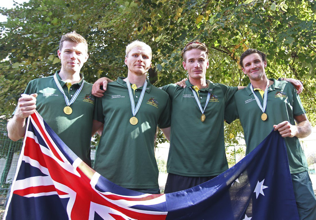 Australia's men's four crew of Alexander Hill, Jack Hargreaves, Spencer Turrin and Joshua Hicks won the Male Crew of the Year at the 2018 World Rowing Awards in Berlin ©Rowing Australia