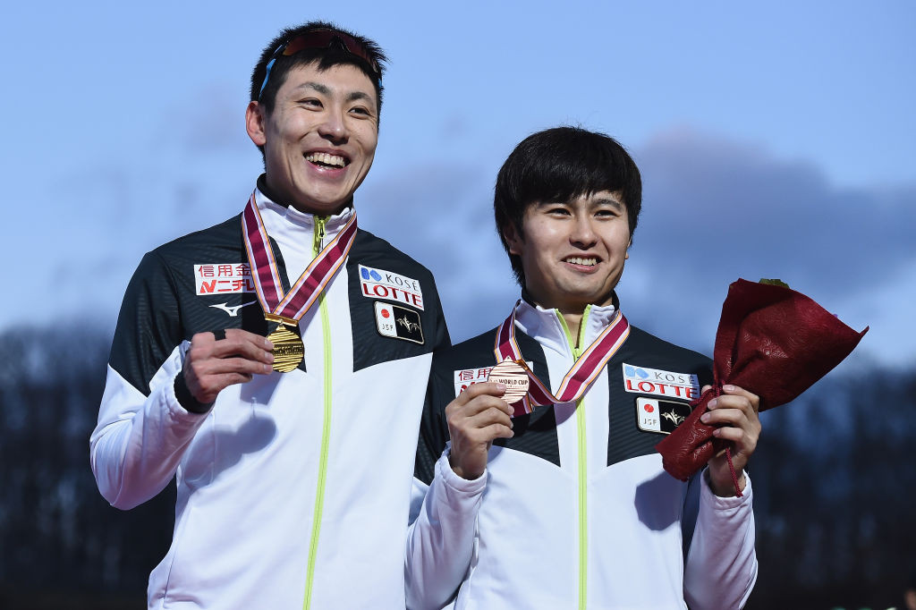 Japan's Tatsuya Shinhama won his second 500m race of the ISU Speed Skating World Cup in Tomakomai ©ISU