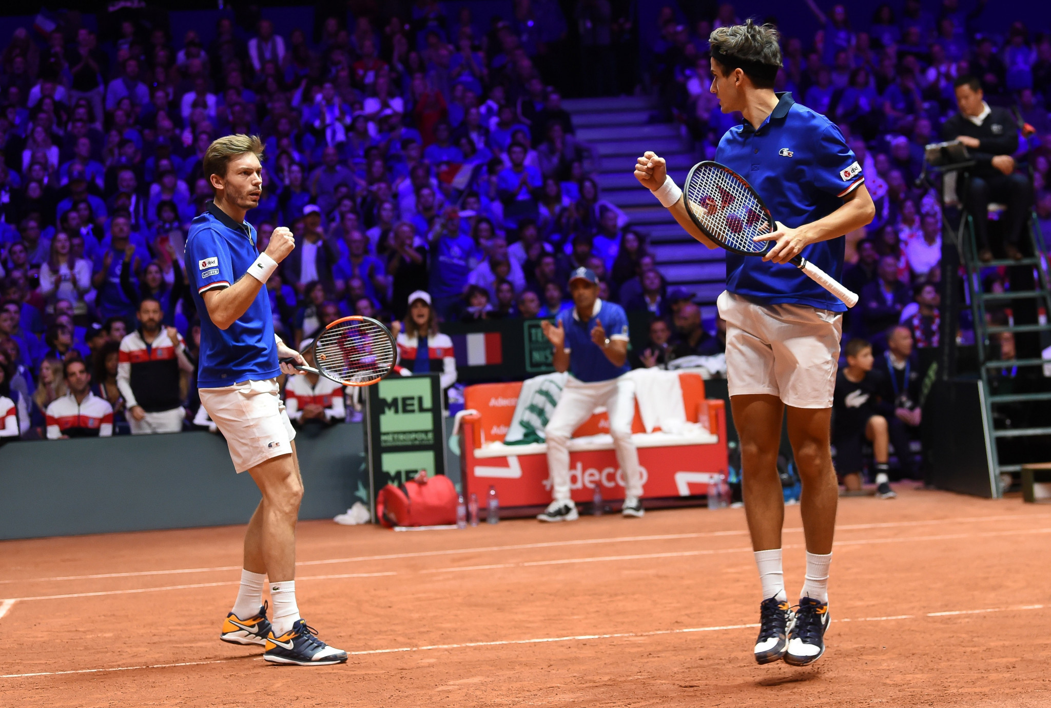 France's Nicolas Mahut and Pierre-Hugues Herbert won the doubles fixture to force a third day of competition a the Davis Cup in Lille ©Getty Images