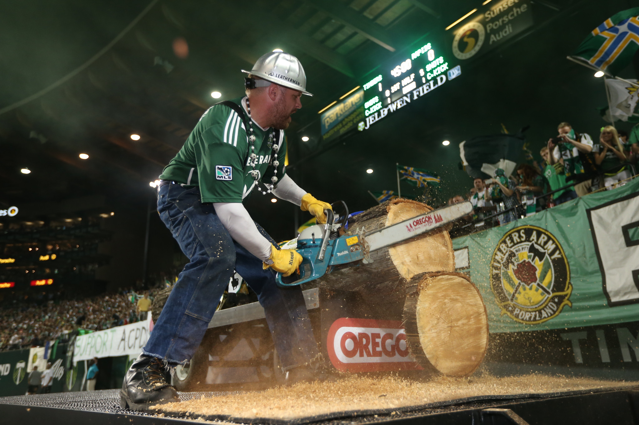 Portland Timbers celebrate goals with a chainsaw and logs ©Getty Images
