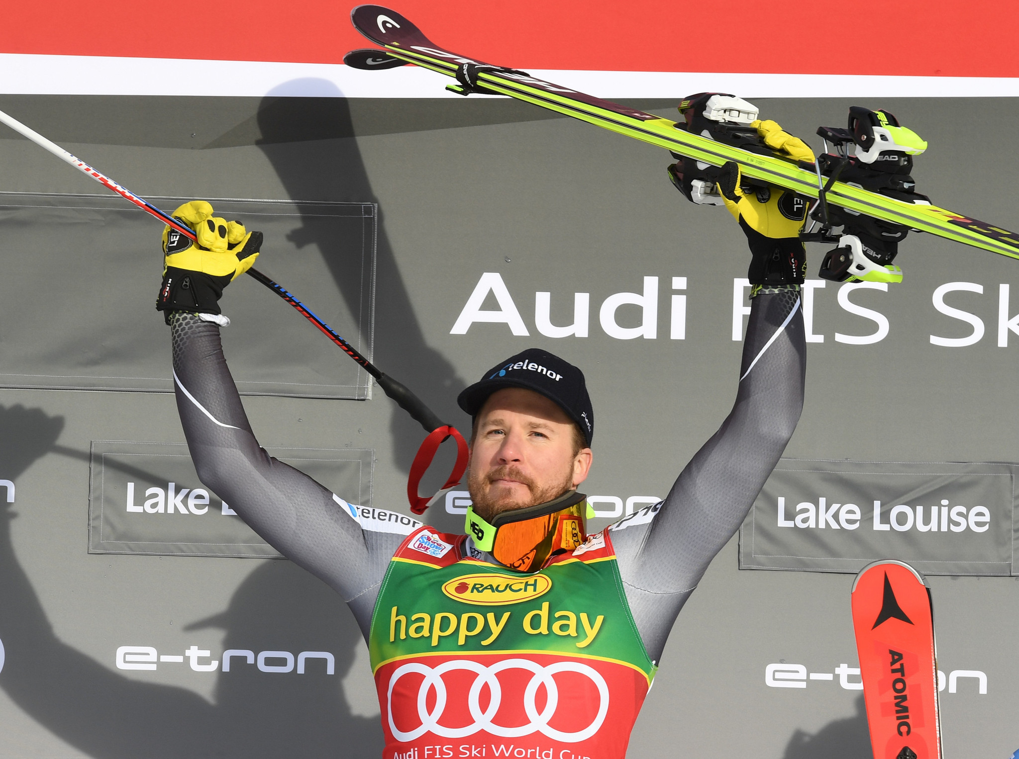Kjetil Jansrud of Norway won the super-G in Lake Louise ©Getty Images