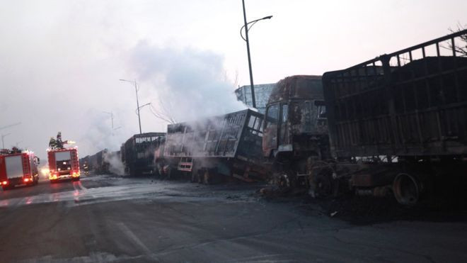 An explosion in Zhangiiakou has left at least 22 people dead ©EPA