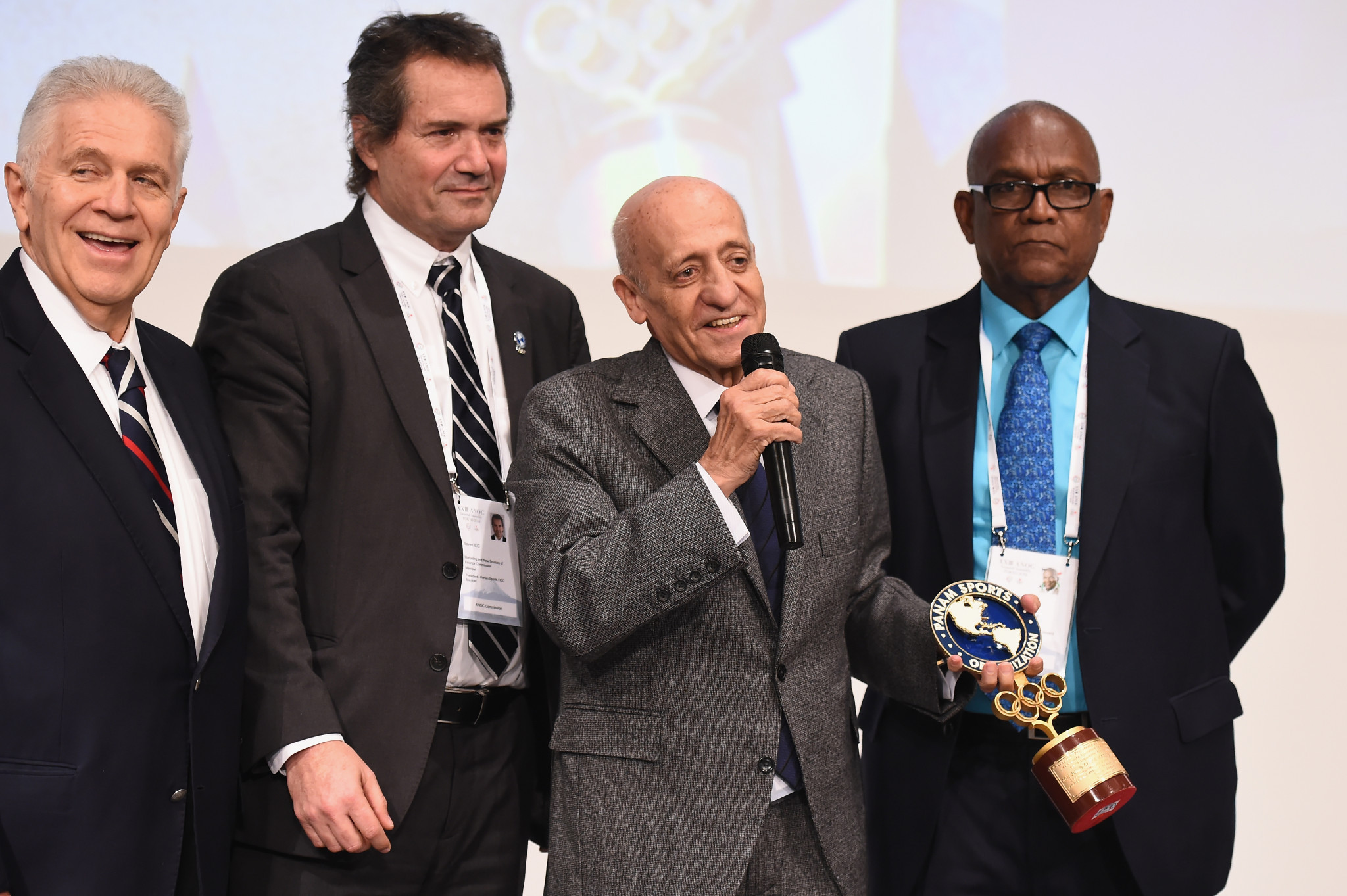 Panam Sports presented Julio Maglione with an award as he is set to be replaced as the body's vice-president ©Getty Images