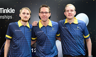 The Swedish trio of Jesper Svensson, Martin Larsen and Mattias Wetterber are currently leading the trios qualifying event at the Men's World Tenpin Bowling Championships ©Terence Yaw/World Bowling