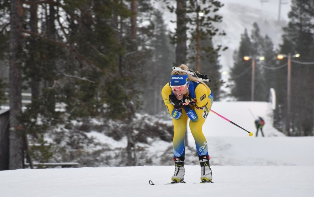 Home favourite Ingela Andersson came out on top in the women’s 7.5km sprint ©IBU Cup Biathlon/Twitter