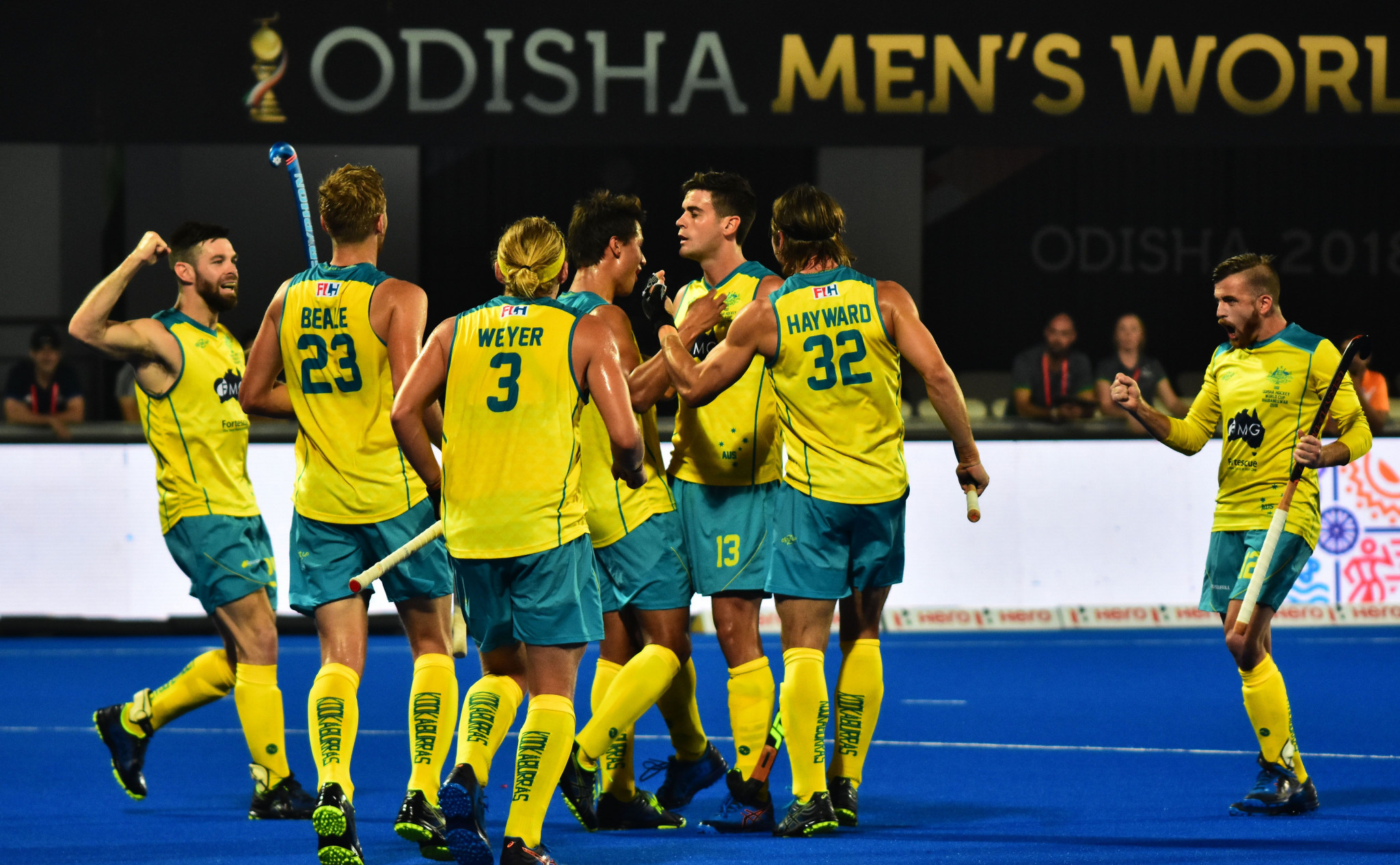 Defending champions Australia beat Ireland 2-1 today at the Men's Hockey World Cup ©Getty Images