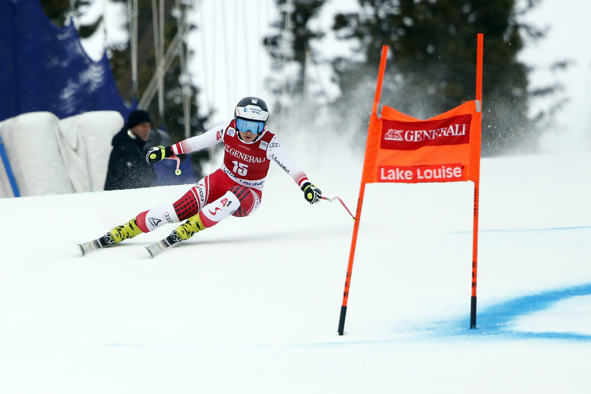 Nicole Schmidhofer of Austria triumphed in the women's downhill competition in Lake Louise ©Getty Images
