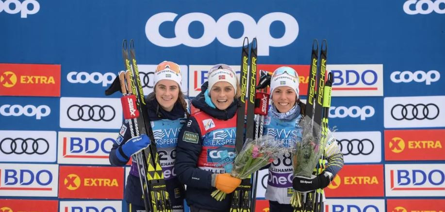 Norway's seven-times world champion Therese Johaug won her second World Cup title of the season on the home track at Lillehammer ©FIS