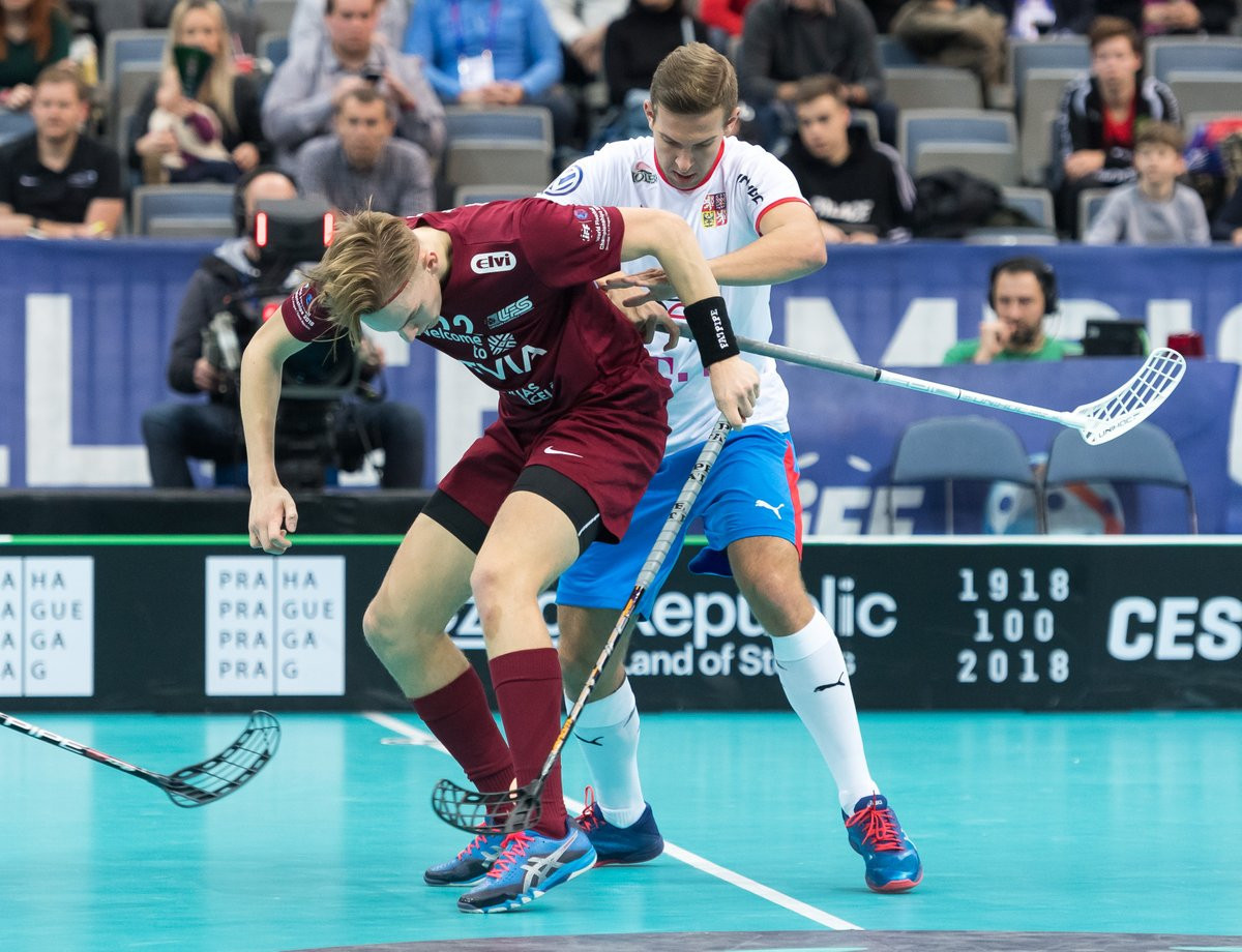 Hosts Czech Republic experienced a shock defeat to Latvia in the group stage of the Men's World Floorball Championships ©IFF