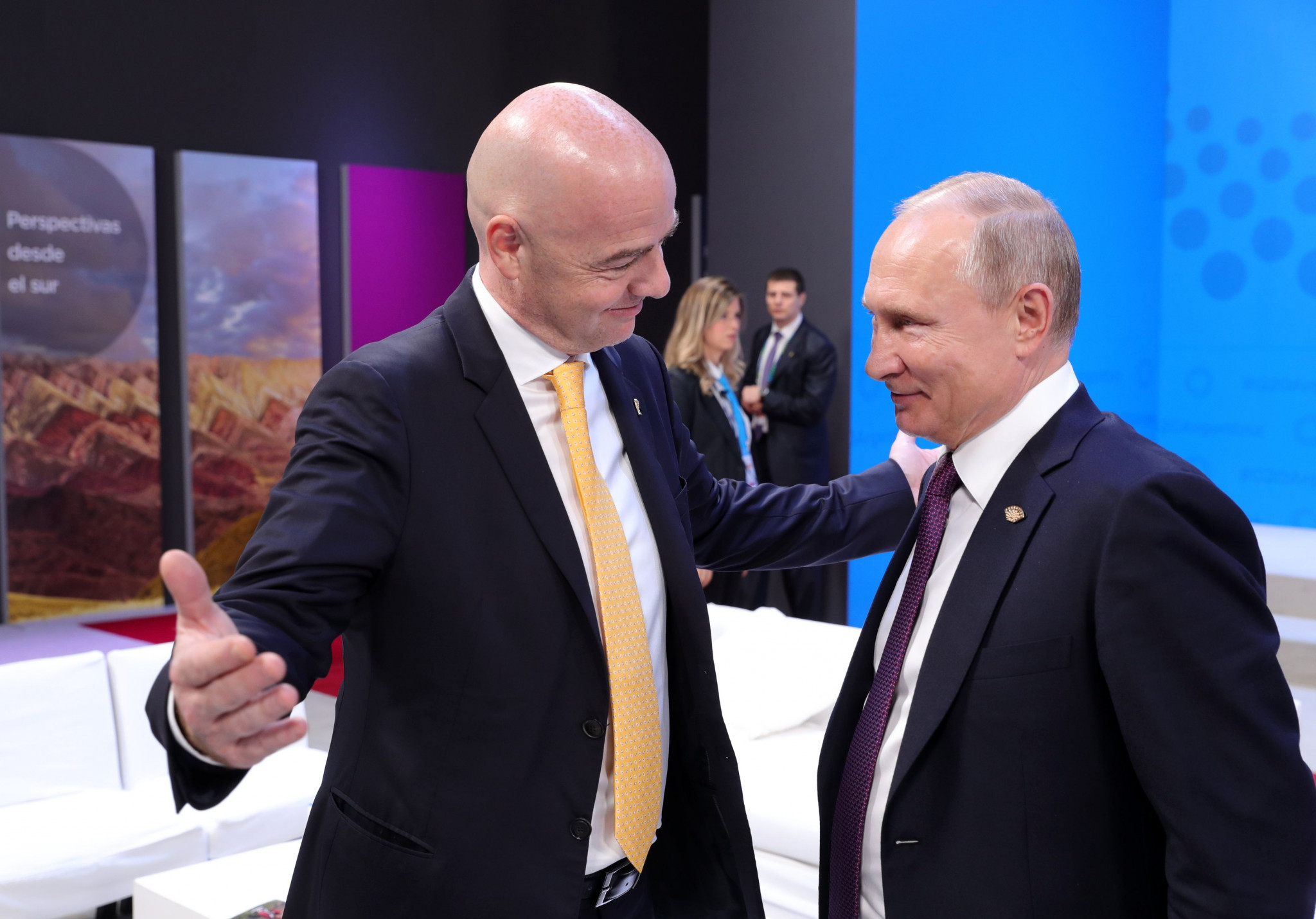 FIFA President Gianni Infantino congratulated Russian leader Vladimir Putin during the G20 Summit in Buenos Aires for hosting 