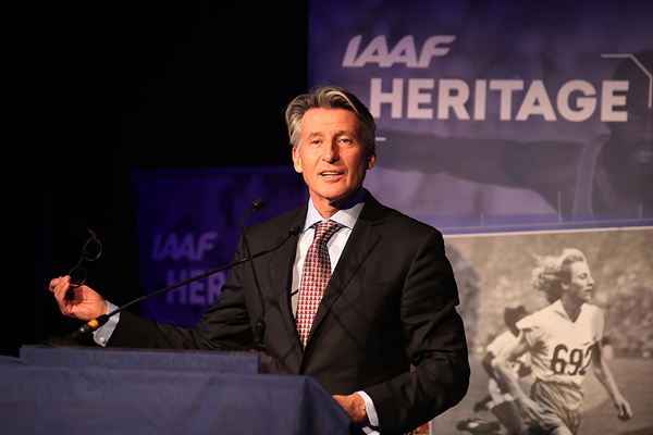 IAAF President Sebastian Coe has launched a new award to honour past athletes - the IIAAF World Athletics Heritage Plaque ©IAAF  