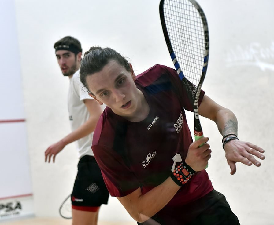 Lucas Serme of France will play Egpyt's Ali Farag in the second round of the Black Ball Squash Open after beating England's Joshua Masters in his first game ©Black Ball Squash