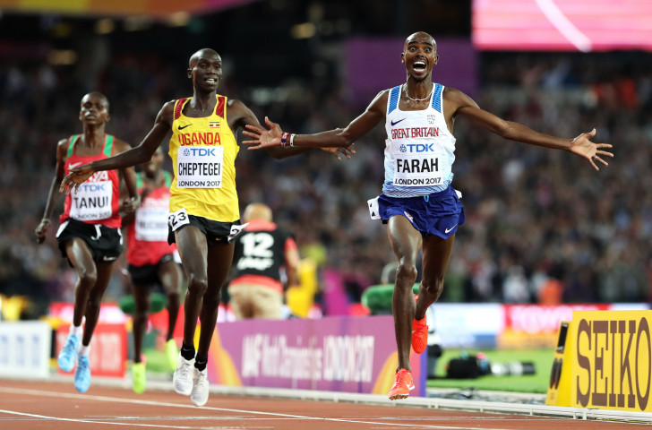 Britain's Mo Farah takes his final world gold over 10,000m in London last year - numbers of entrants will be limited at next year's IAAF World Championships in Doha ©Getty Images  