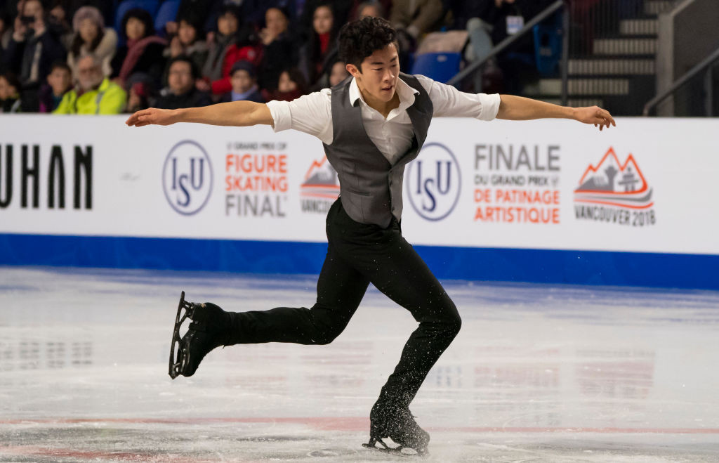 Nathan Chen of the United States is currently leading the men's event at the ISU Grand Prix of Figure Skating in Vancouver ©International Skating Union 