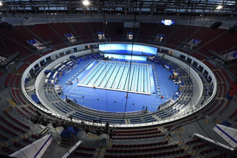 A temporary pool has been built for this week's Championships in Hangzhou's Olympic and International Expo Centre ©Getty Images
