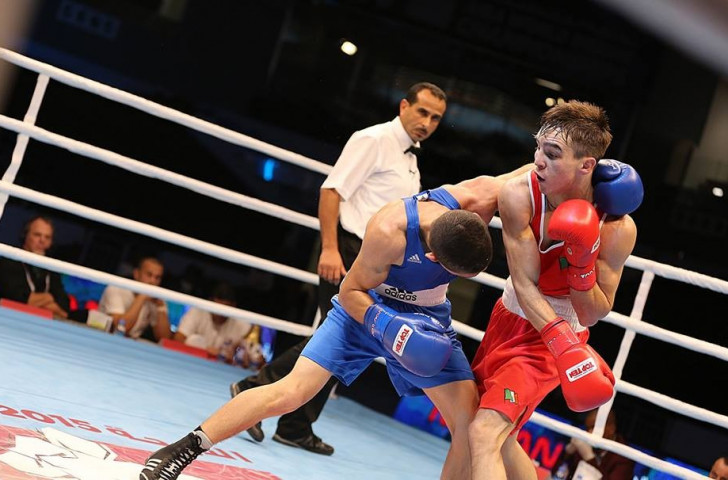 Bantamweight Michael Conlan (red) was one of three Irish fighters to advance to the semi-finals ©AIBA/Facebook 