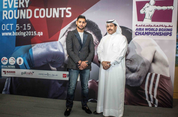 Yousuf Ali Al-Kazim, President of the Qatar Boxing Federation, welcomed Khan to the 2015 AIBA World Boxing Championships ©Hill+Knowlton Strategies