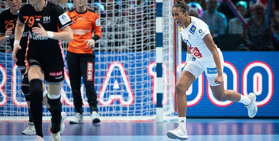 Estelle Nze Minko scored six goals for hosts France as they beat The Netherlands to reach the European Women's Handball Championships final in France ©EHF