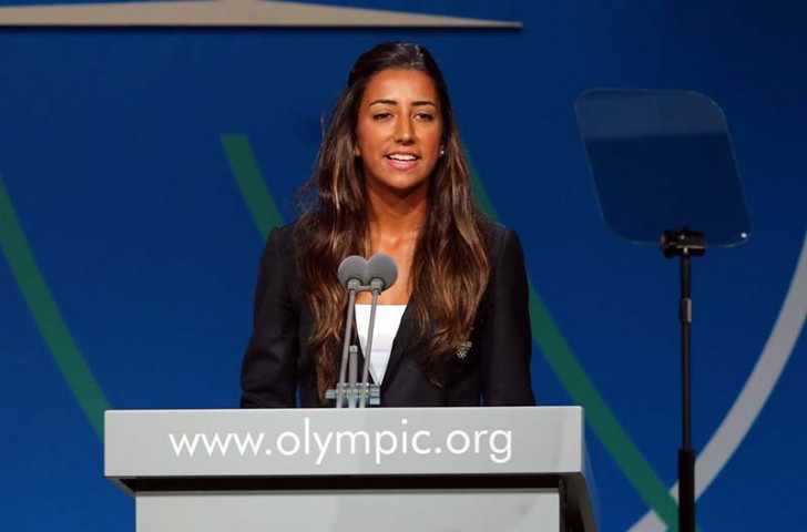 Çağla Büyükakçay spoke during the Istanbul 2020 bid presentation at the 2013 IOC Session