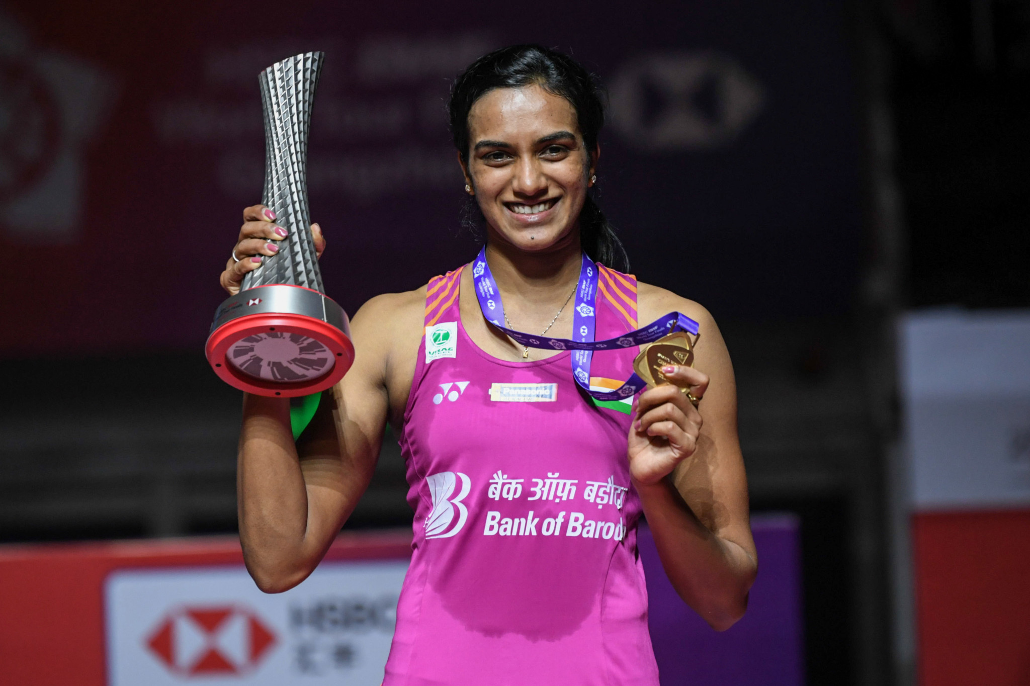India's P V Sindhu won the women's singles title today at the BWF World Tour Finals in Guangzhou ©Getty Images