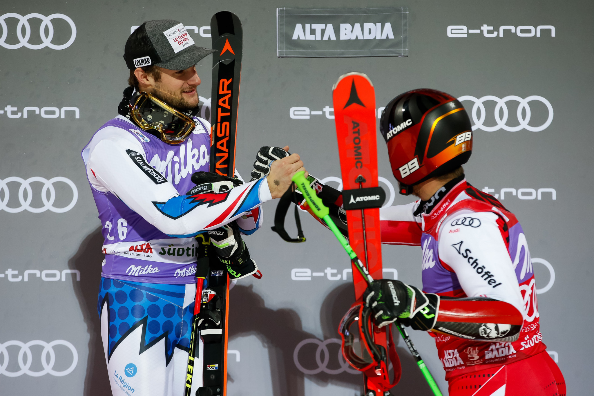 Thibaut Favrot of France was a surprise finalist  alongside Austria's Marcel Hirshcher in the parallel giant slalom event at the FIS Alpine Ski World Cup in Alta Badia ©Getty Images