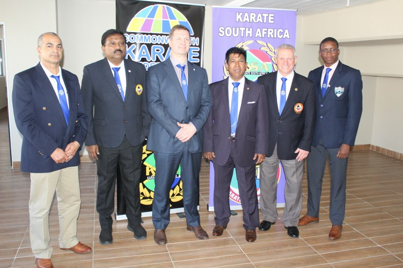 Newly elected Commonwealth Karate Federation President Sonny Pillay, third from right, pictured with his colleagues after the election in Durban  ©CKF