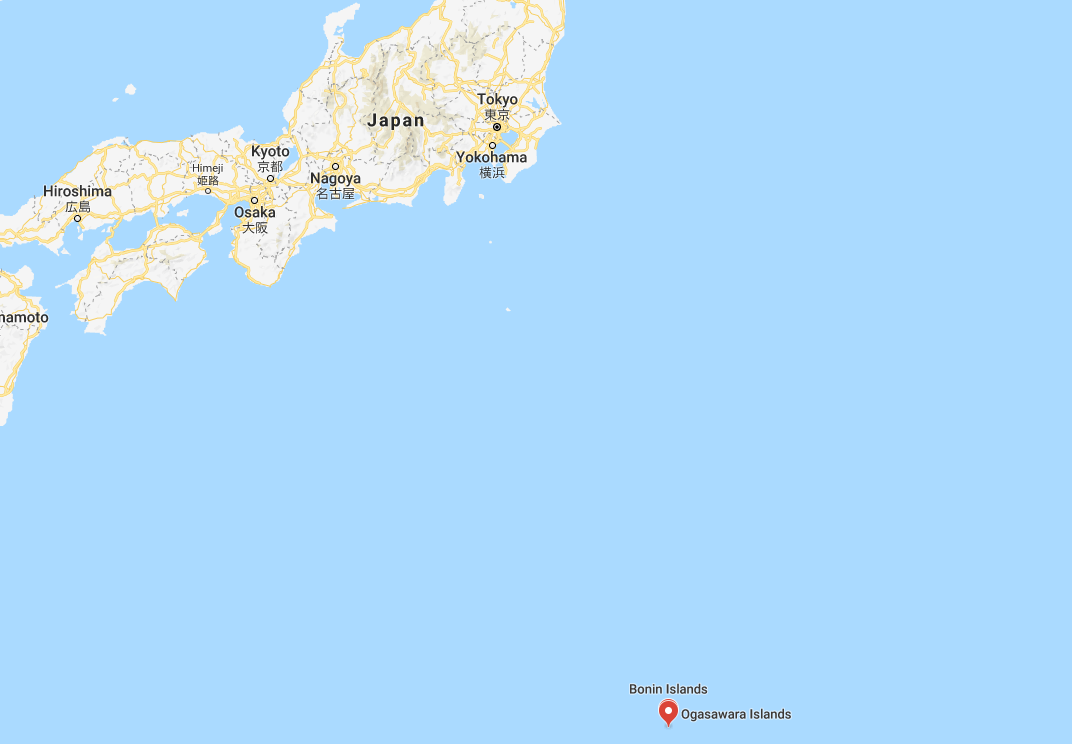 The Ogasawara Islands lie around 1,000 kilometres to the south of Tokyo ©Google Maps