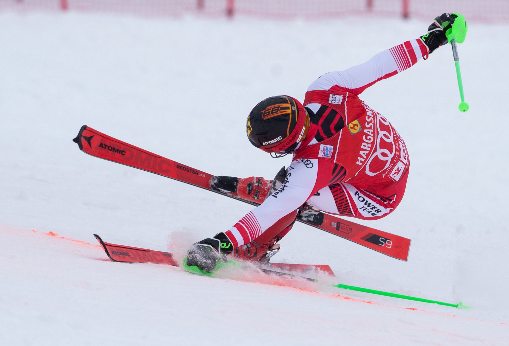 Marcel Hirscher won the slalom event at the FIS Alpine Skiing World Cup in Saalbach-Hinterglemm to become the greatest Austrian skier of all time ©Getty Images