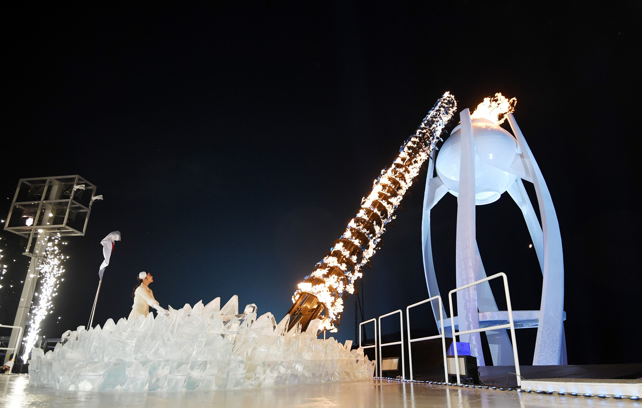 Figure skater Yuna Kim lit the Olympic flame at the Opening Ceremony ©Getty Images