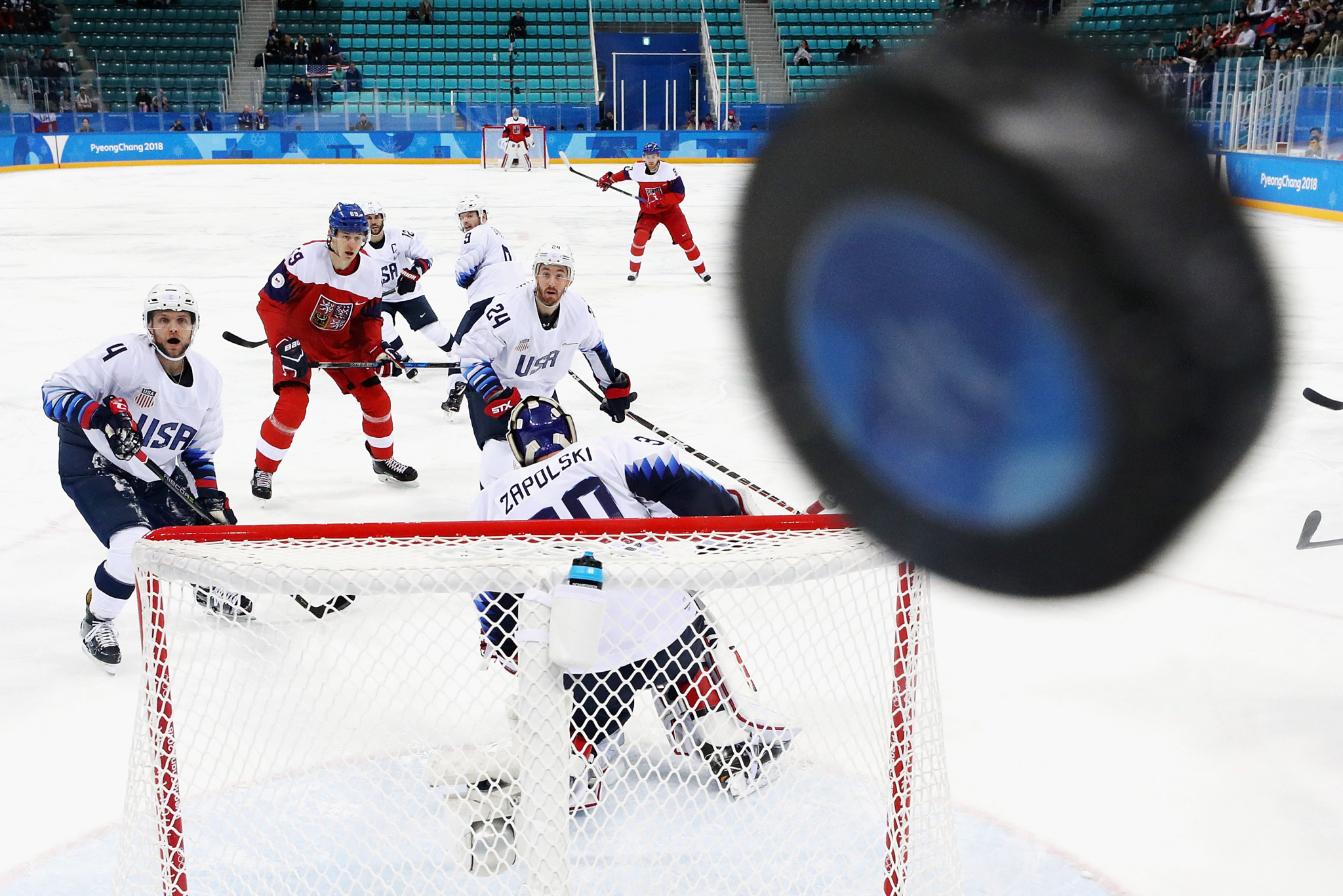 An incredible photograph reveals an ice hockey puck at close range ©Getty Images