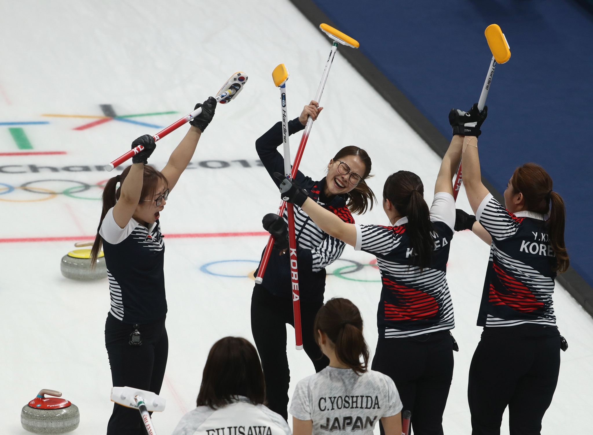 South Korea's Garlic Girls were a hit at the curling ©Getty Images