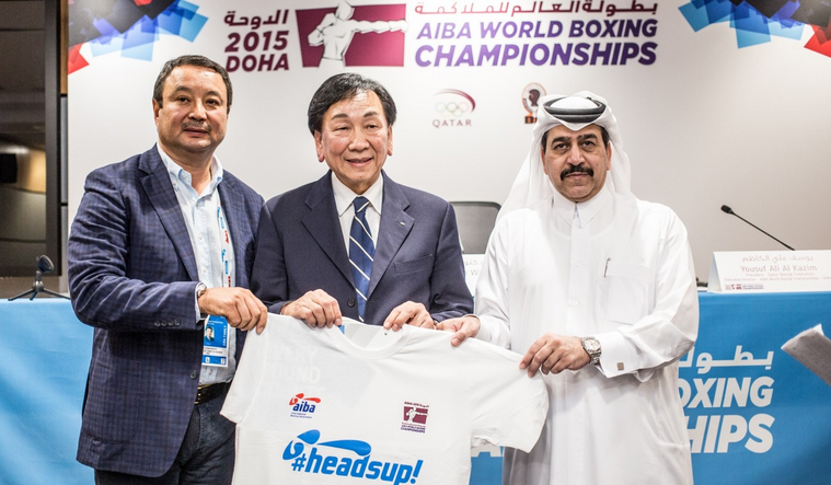 AIBA has launched its HeadsUp! initiative at the 2015 World Boxing Championships ©AIBA
