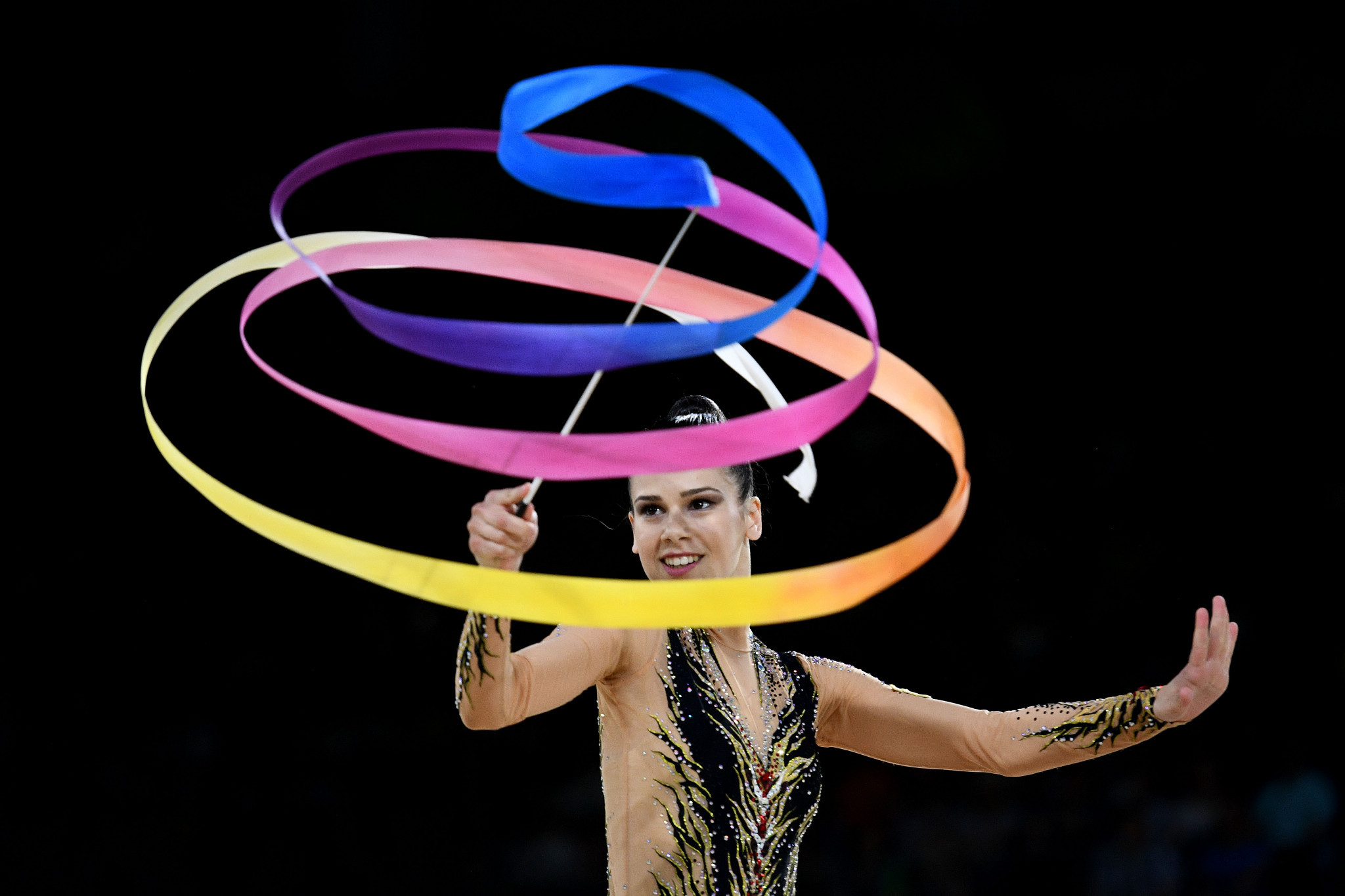 Diamanto Evripidou won four rhythmic gymnastics golds and six medals in all ©Getty Images