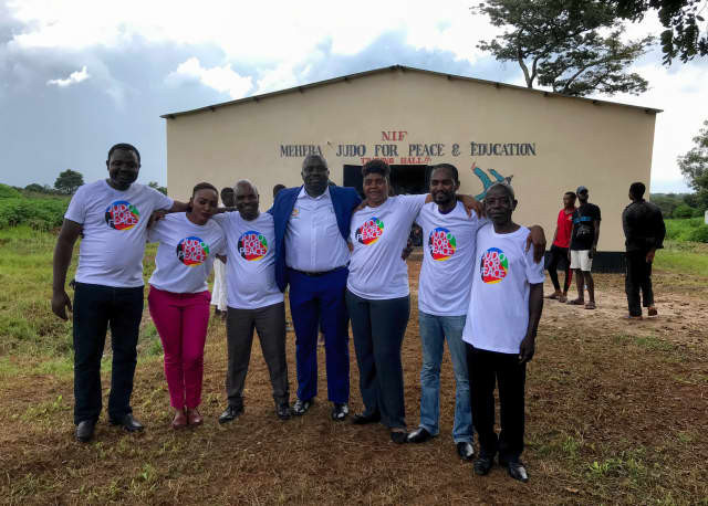 President of the National Olympic Committee of Zambia and President of the Zambian Judo Association Alfred Foloko attended the opening of a new dojo in the Maheba refugee camp ©IJF