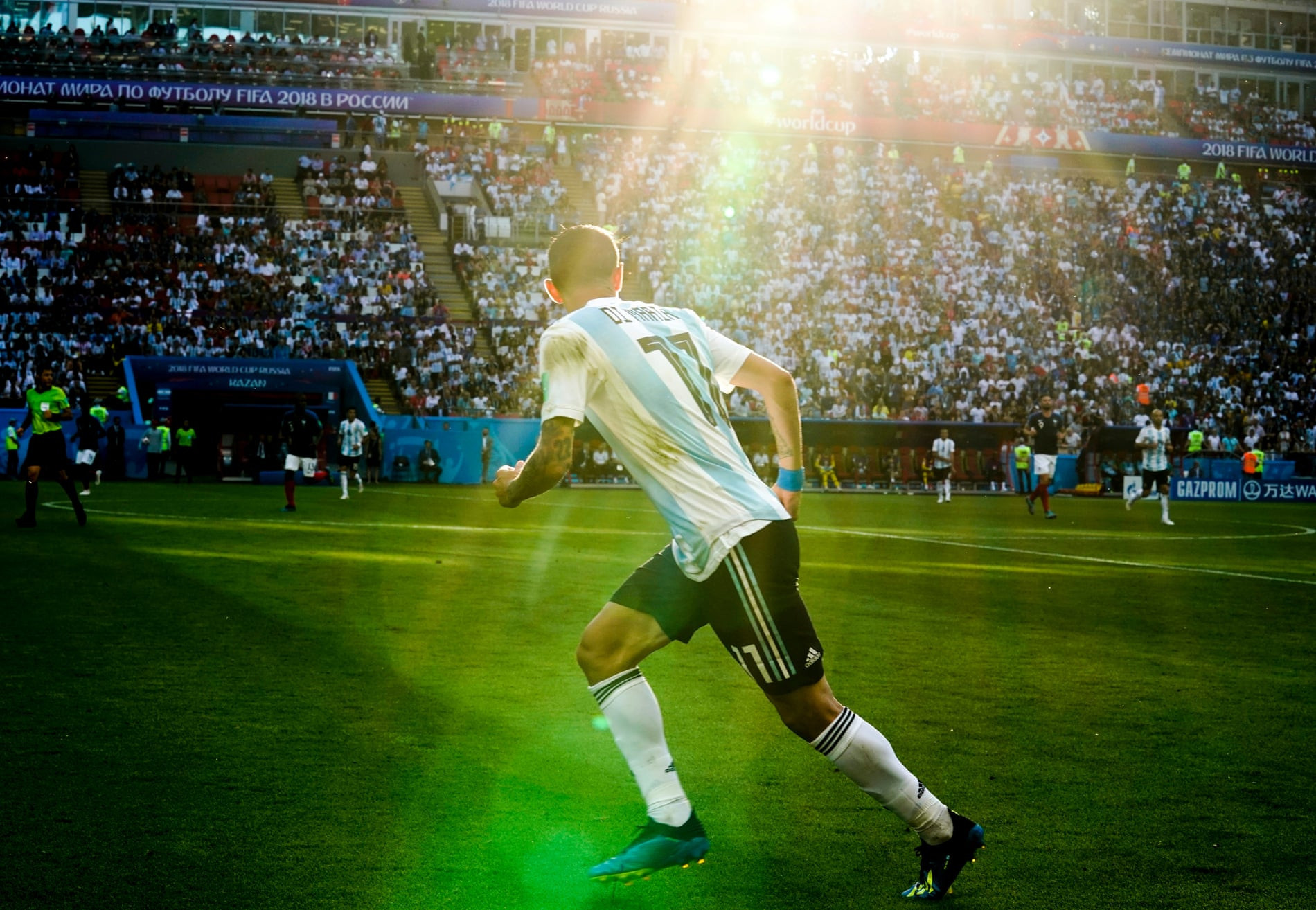 Ángel di Maria in action for Argentina during the last-16 match against France in Kazan ©Getty Images