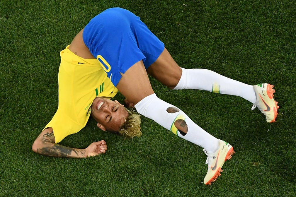 Brazil’s forward Neymar falls to the turf – not for the last time - against Switzerland at the Rostov Arena ©Getty Images