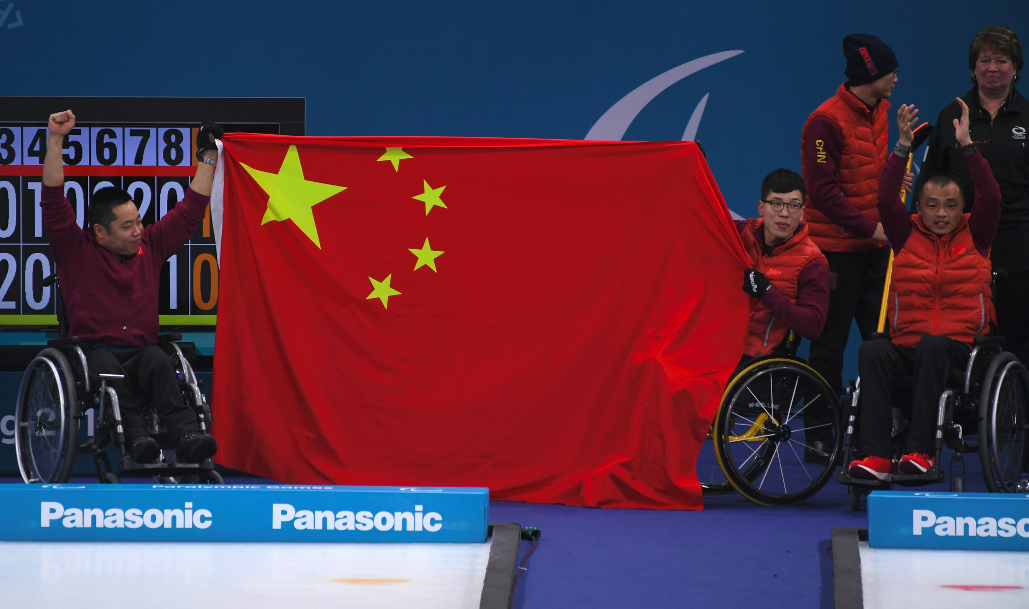 China's wheelchair curling team celebrate their gold at Pyeongchang 2018 - the country's first ever medal at the Winter Paralympic Games having made their debut at Salt Lake City 2002 ©Getty Images