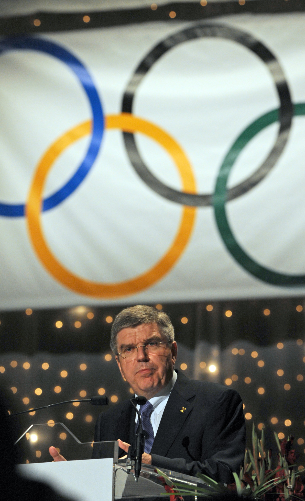 Thomas Bach, then vice-president of the IOC, speaks in Baden-Baden in 2011 during the event marking the 30th anniversary of the landmark IOC Congress in which he spoke as an athlete ©Getty Images  