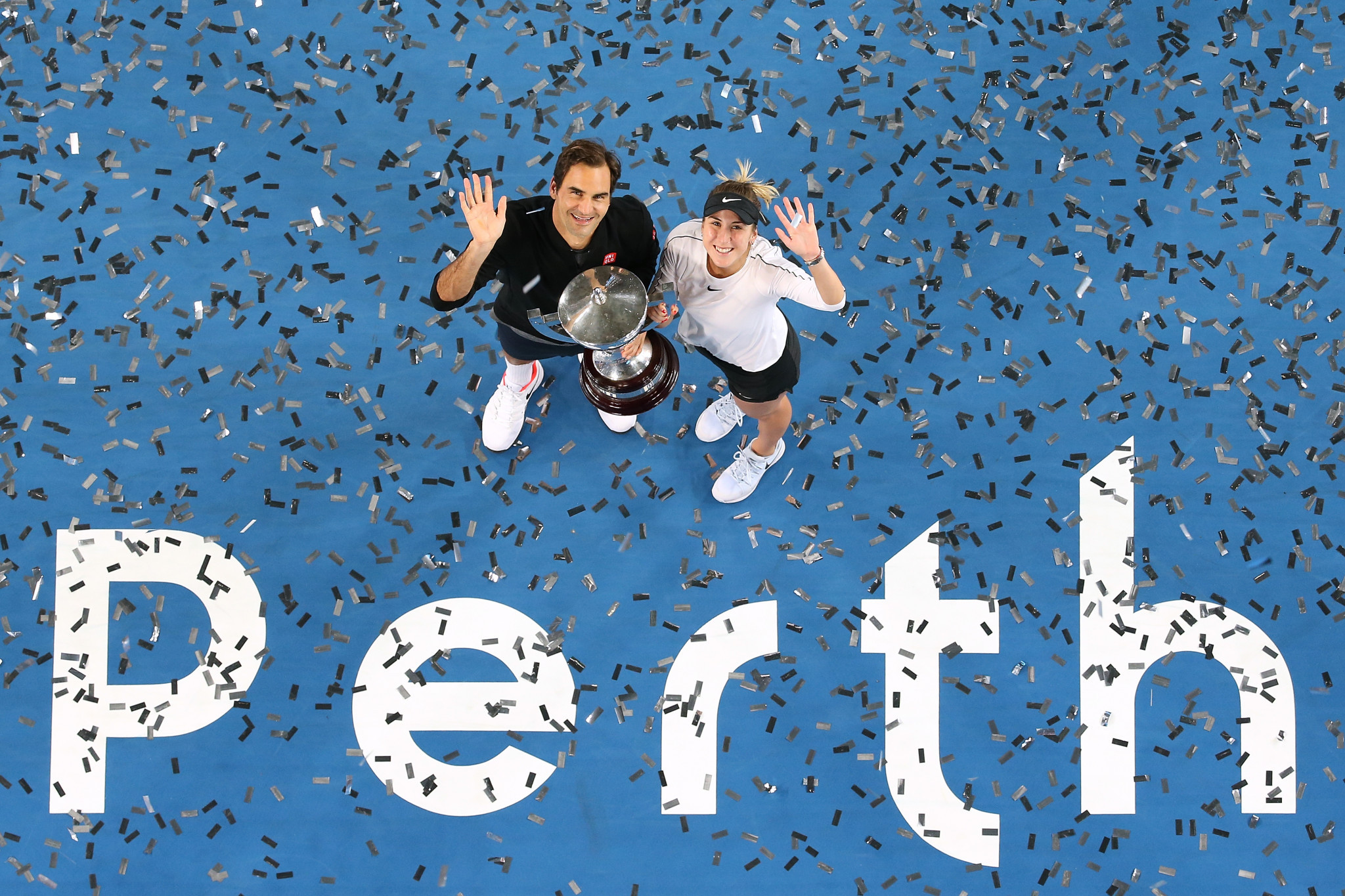 Roger Federer and Belinda Bencic beat Alexander Zverev and Angelique Kerber in today's final ©Getty Images