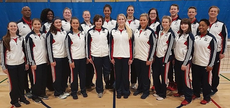 Michelle Goodall, back row fourth from right, previously worked as team leader for the women's team ©USA Volleyball