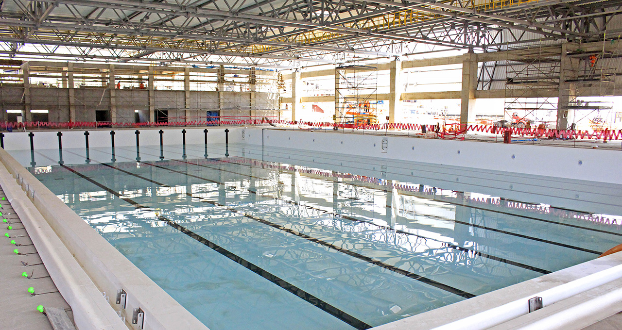 The swimming pool has been installed at the water polo venue ©Lima 2019