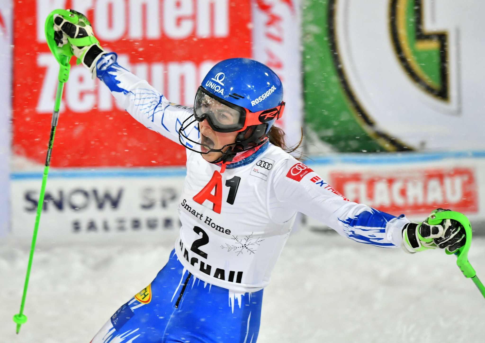 Petra Vlhova beat Mikaela Shiffrin in Flachau's World Cup slalom today ©Getty Images